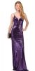 Deep V-Neck Spaghetti Straps Long Sequins Prom Dress in Purple